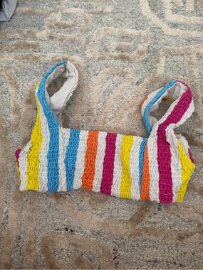 Tularosa Striped Smocked Bikini Top